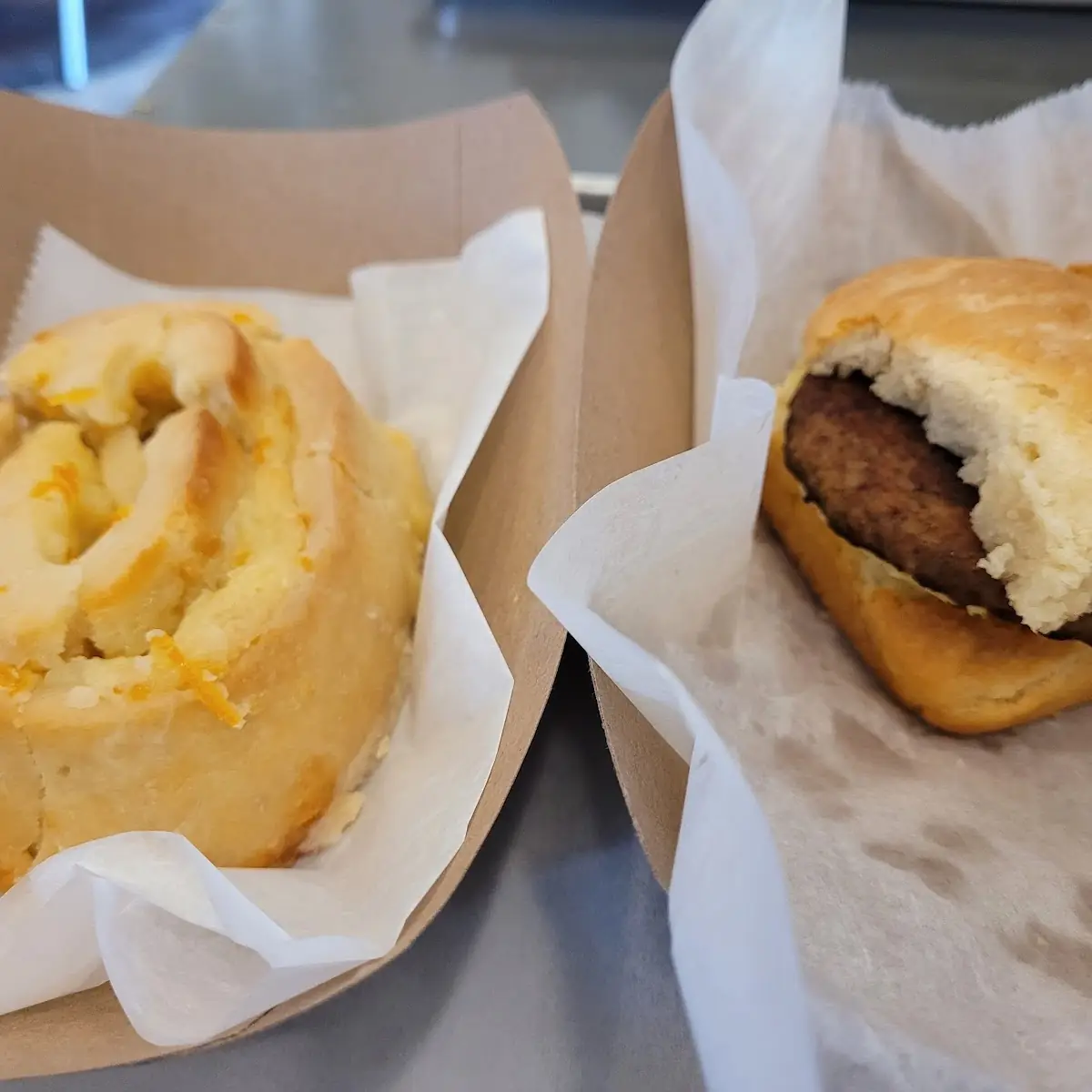 Orange Roll and Breakfast Sandwich