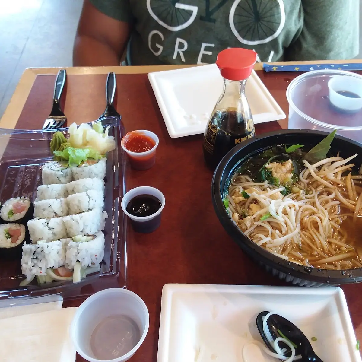 Pho with Chicken and Sushi