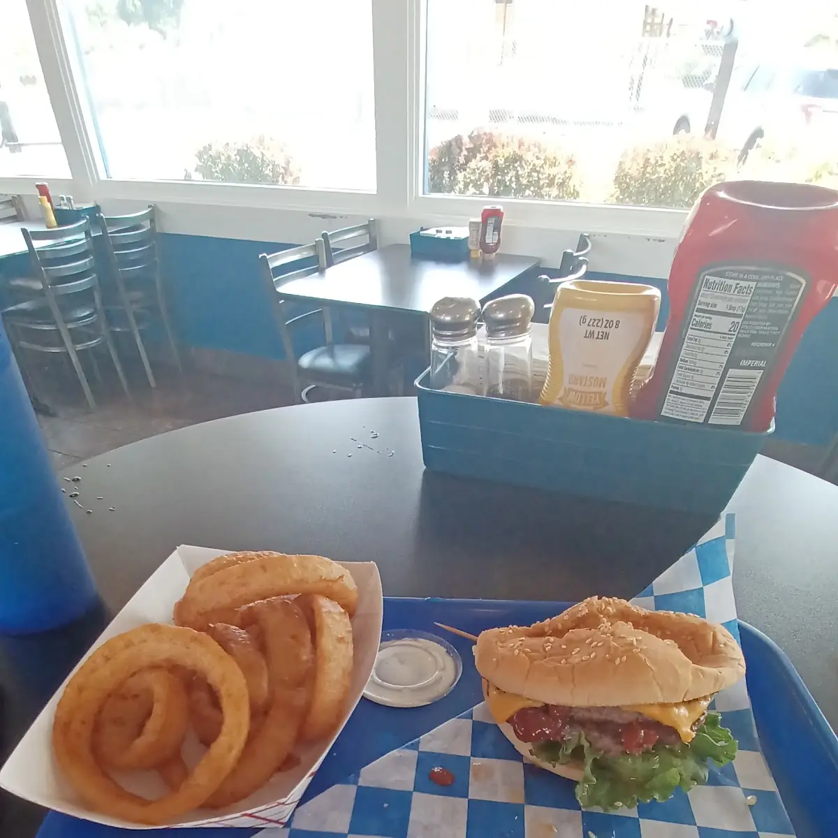 Double Cheeseburger and Onion Rings