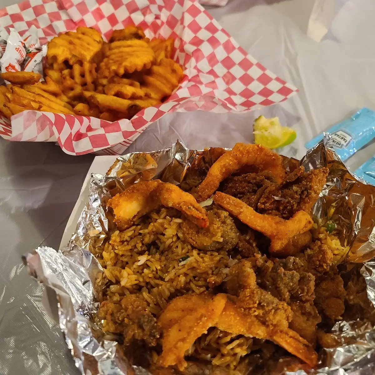 Fried Shrimp & Fried Oysters w Cajun Rice