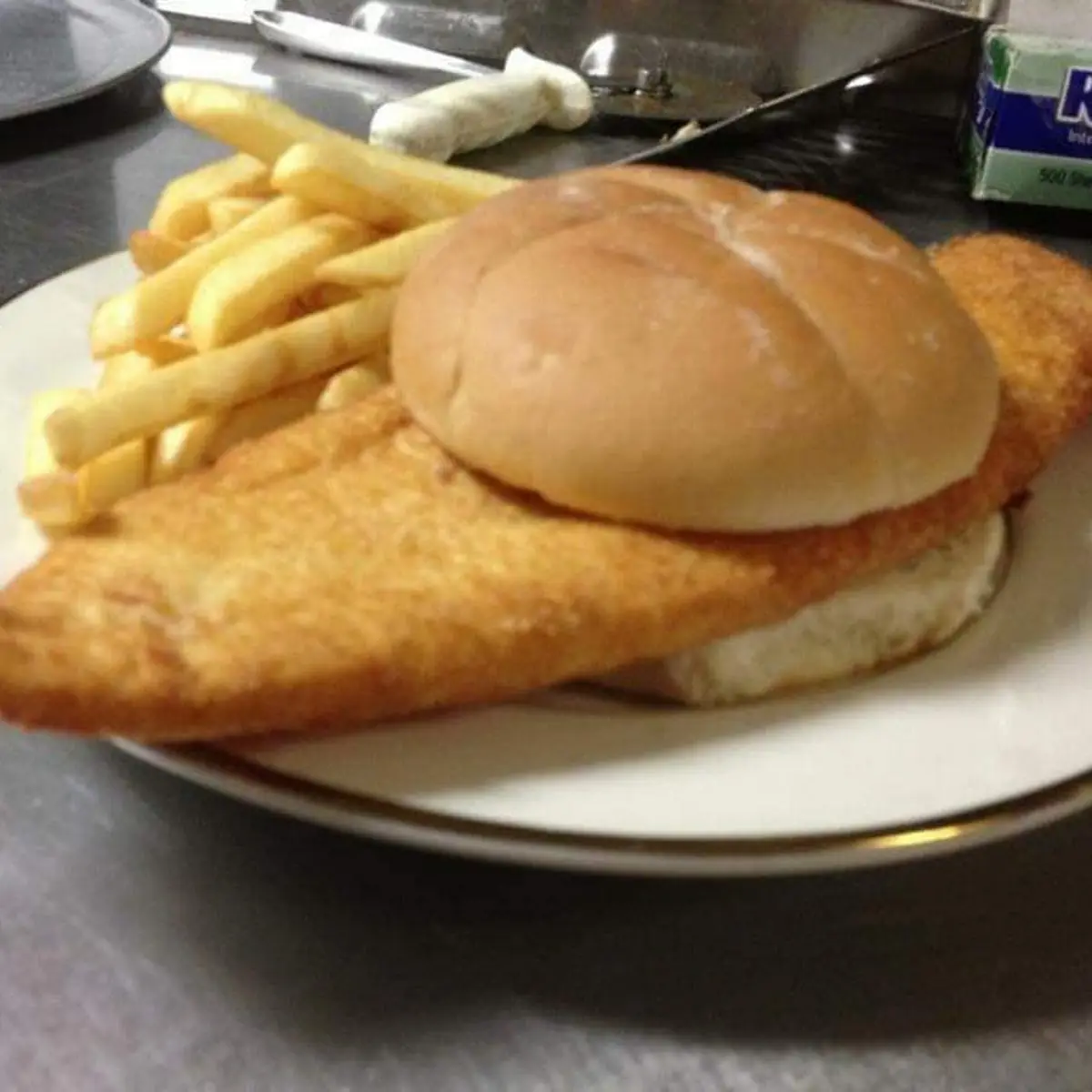 Fresh Hand Breaded Fried Atlantic Cod Fish Sandwich