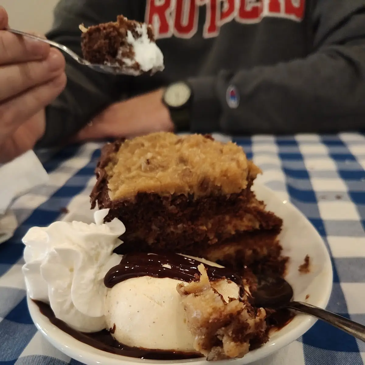 Chocolate Cake with Coconut and Ice Cream