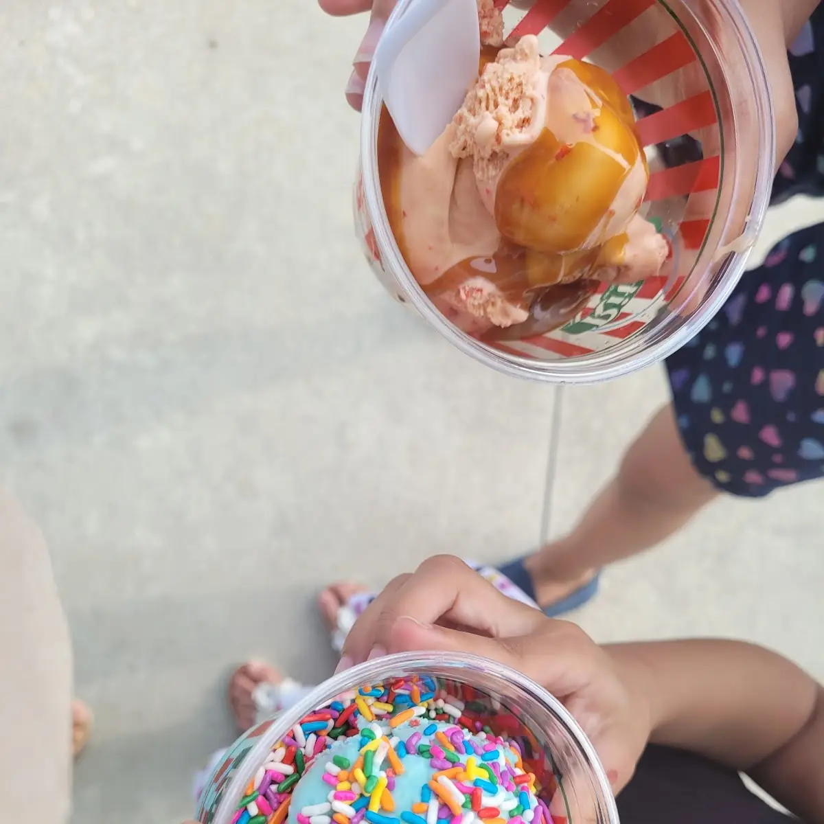 Cotton Candy and Chocolate Caramel Ice Cream