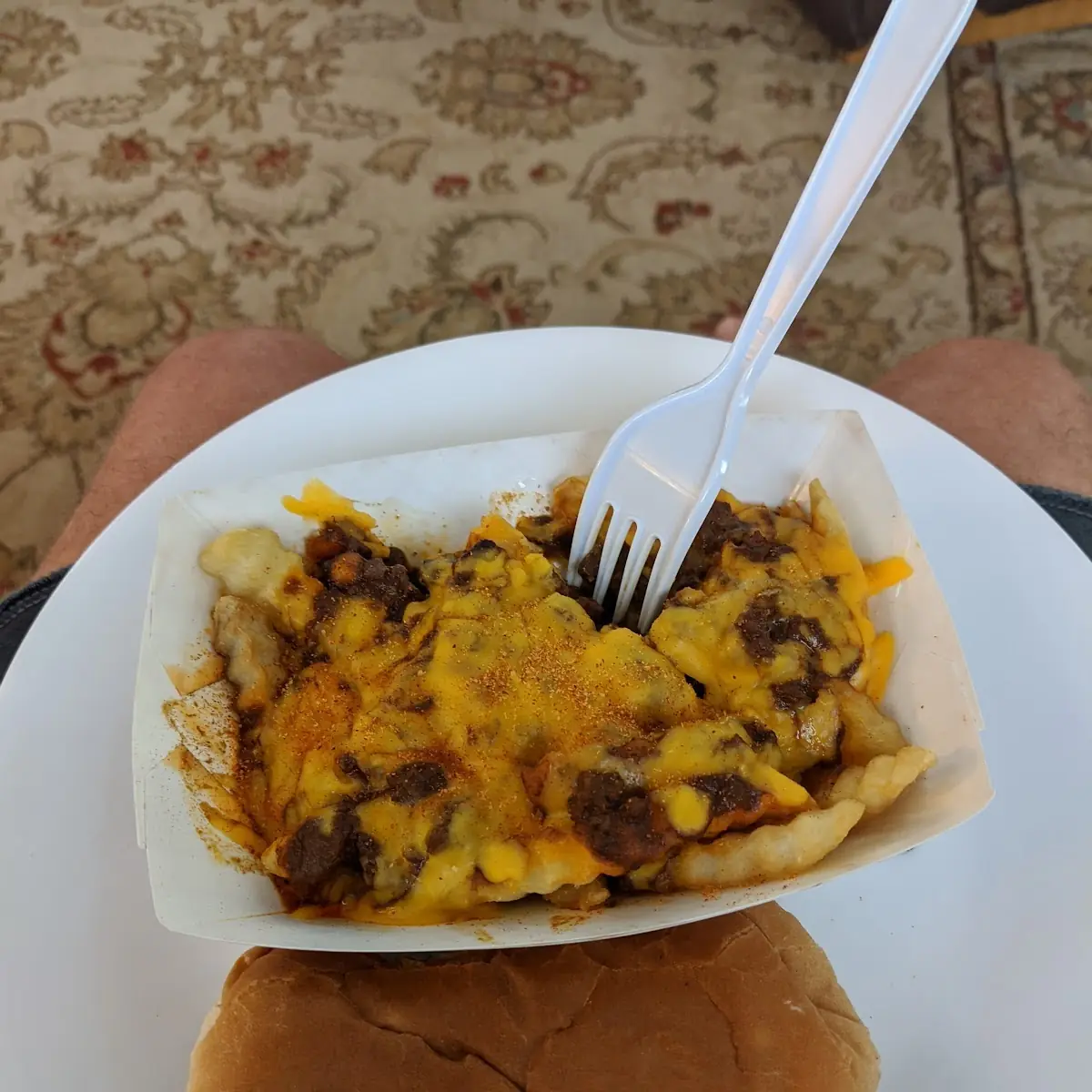 Regular Chili Cheese Fries and Cheese Burger