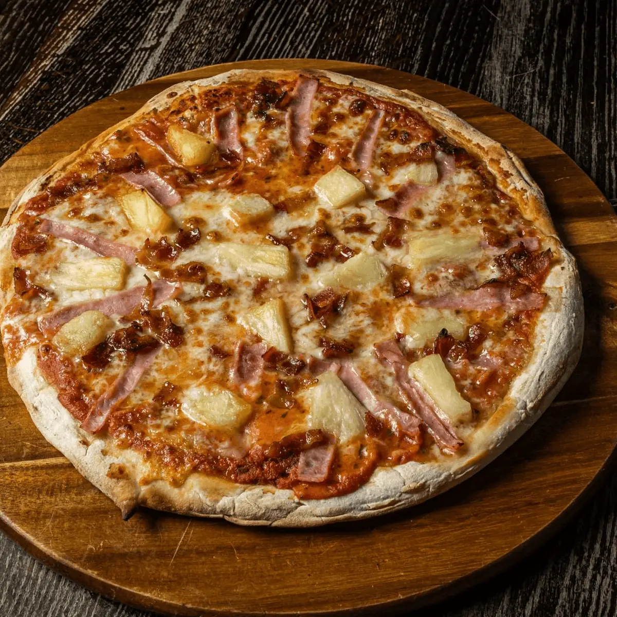 Hawaiian Pizza Sauce Mozzarella Ham Bacon Pineapple