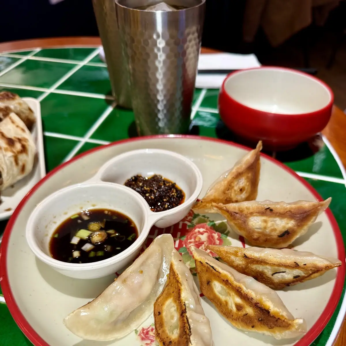 Pan Fried Dumplings with Dipping Sauces