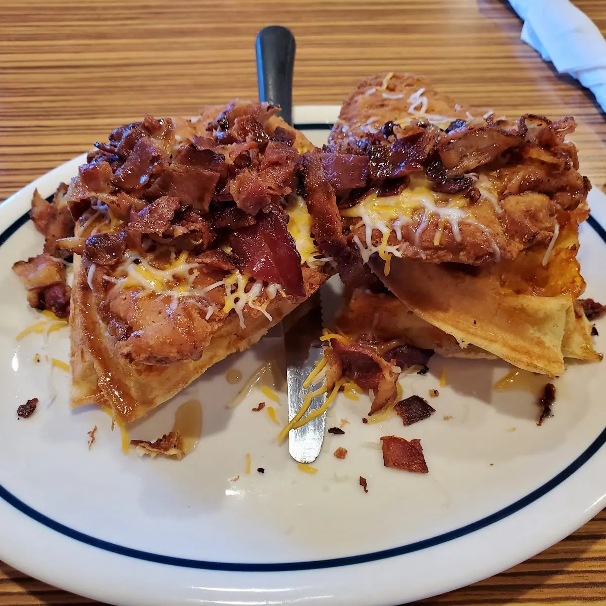 Chicken & Bacon Cheddar Waffles