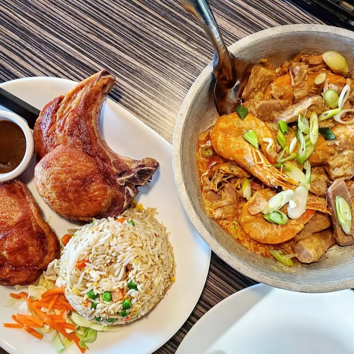 Fried Pork Chop and Ginataang Shrimp
