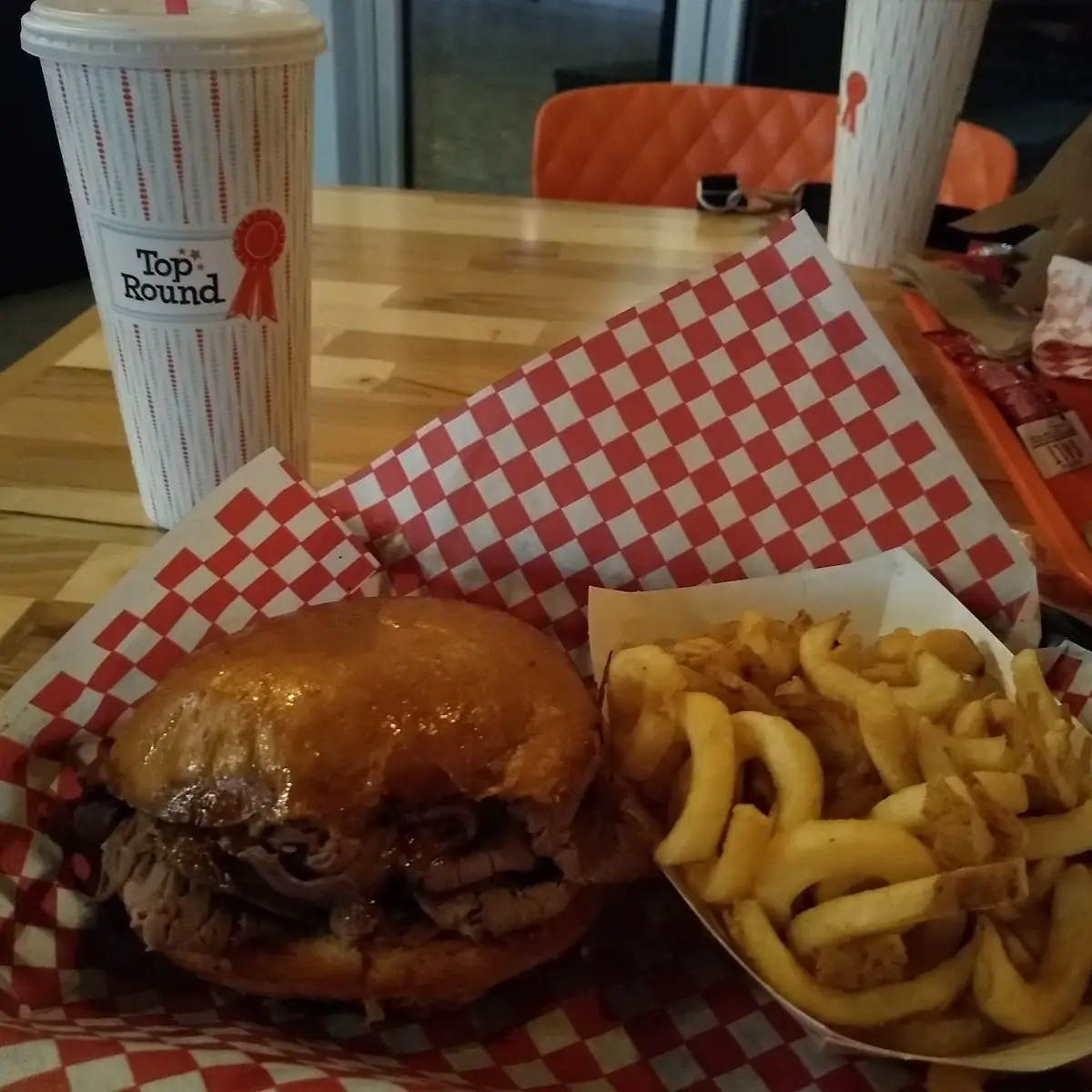 Roast Beef Sandwich and Curly Fries