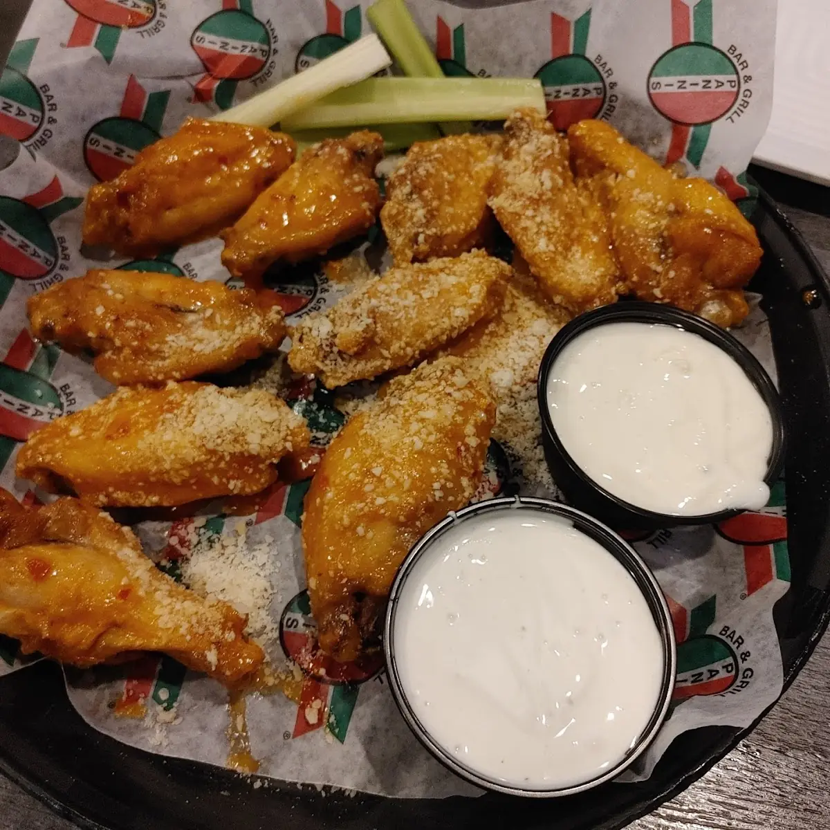Garlic Buffalo Parmesan Wings