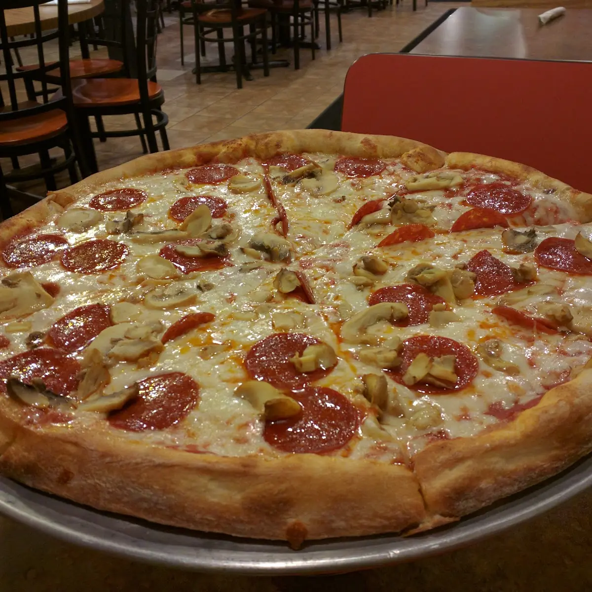 Large Pepperoni and Mushroom Pizza