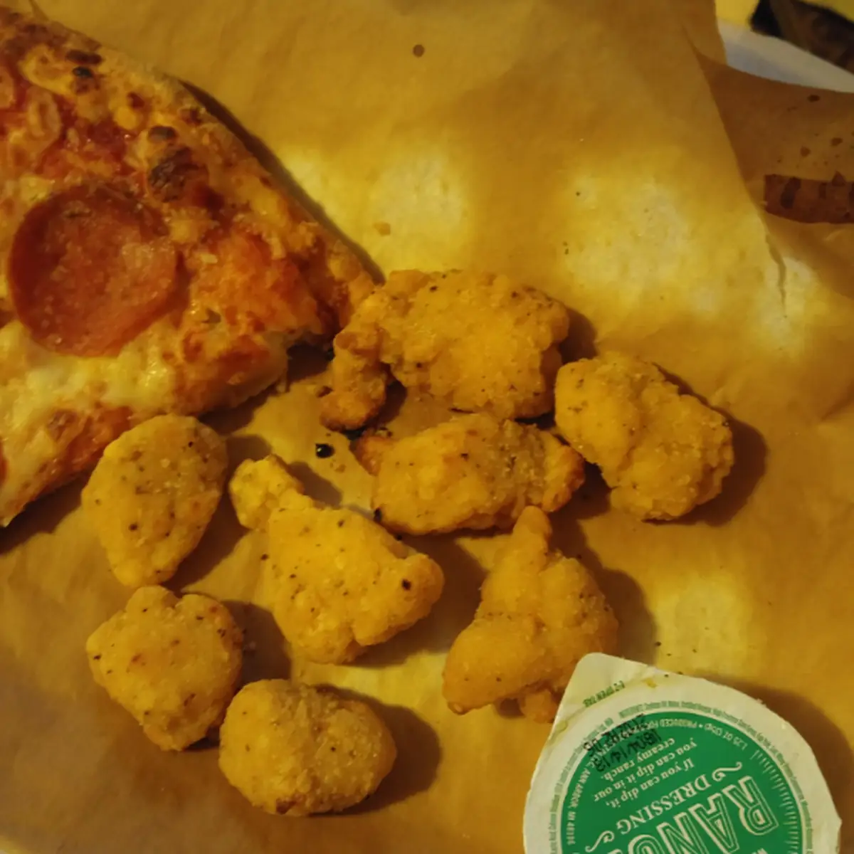 Chicken Wings and Pepperoni Slice