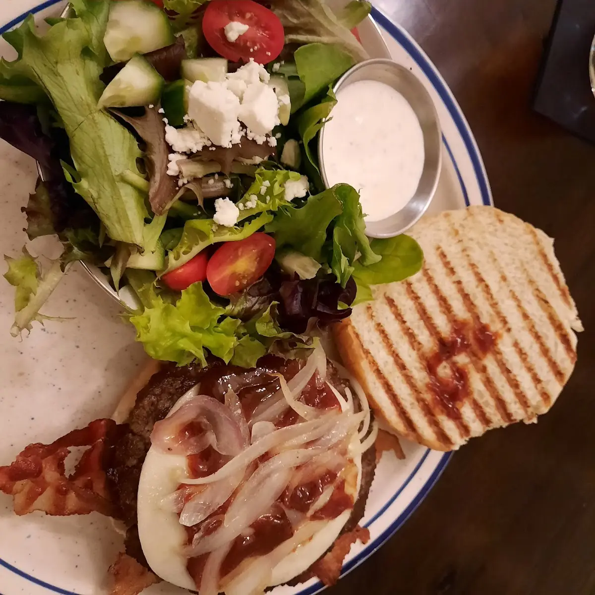 Coffee BBQ Burger with Side Salad