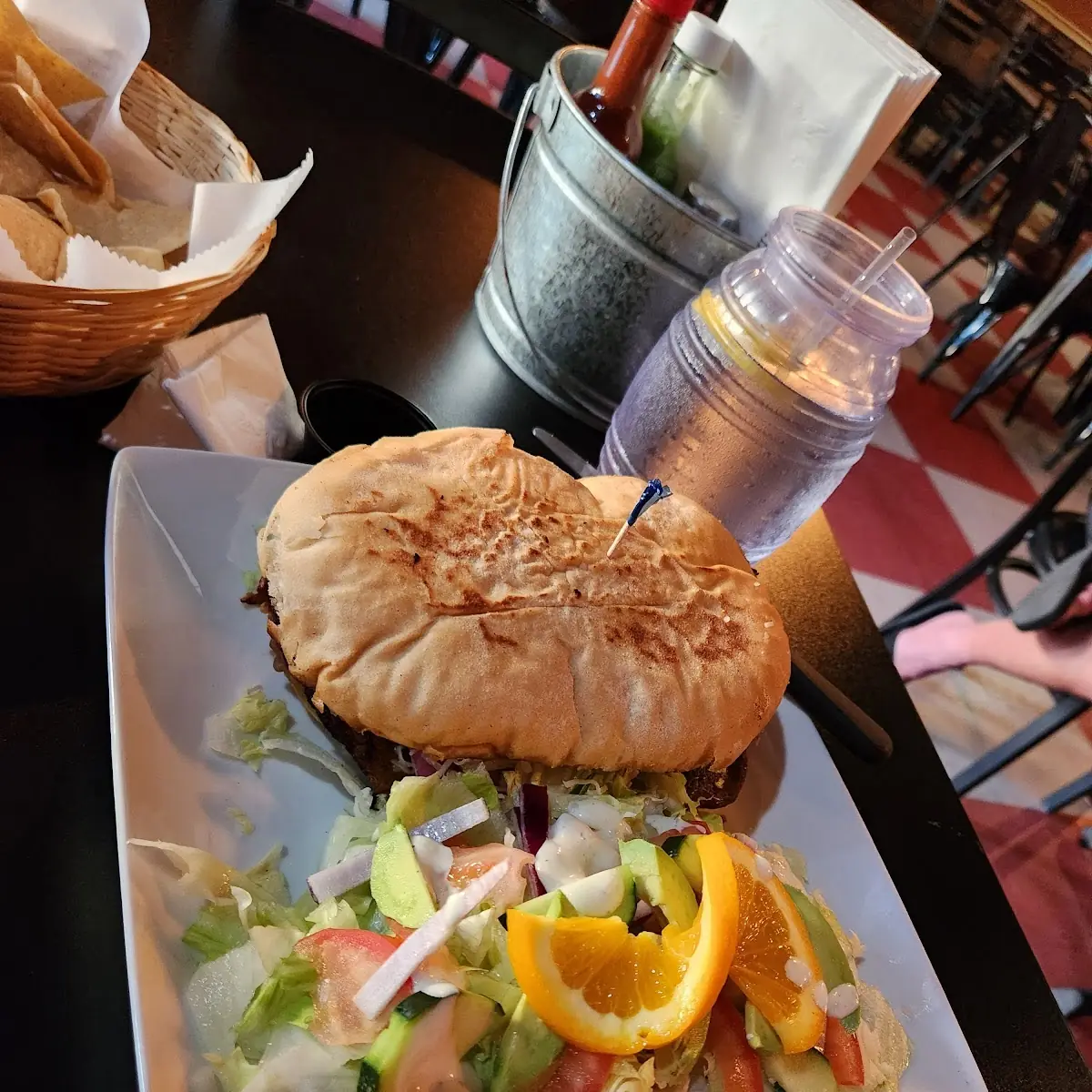 Carne Asada Torta with Salad