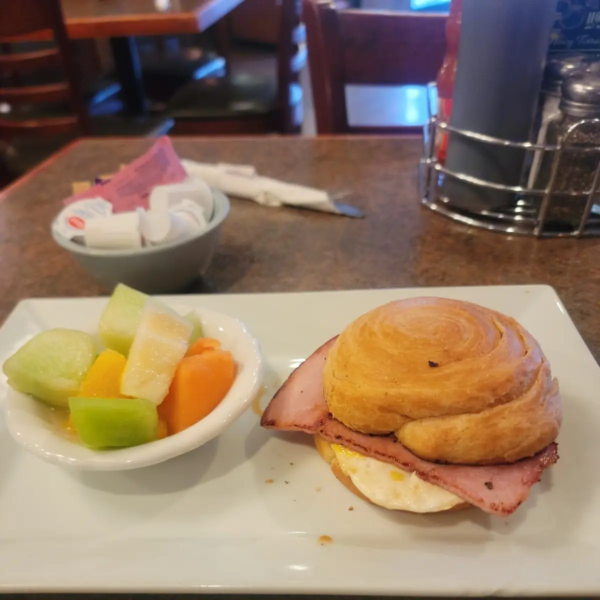 Ham and Egg Cheese Breakfast Sandwich