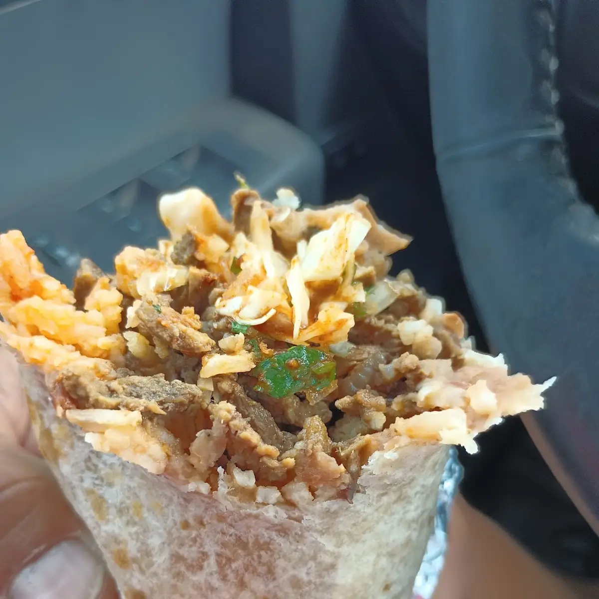 Asada Burrito Added Cabbage