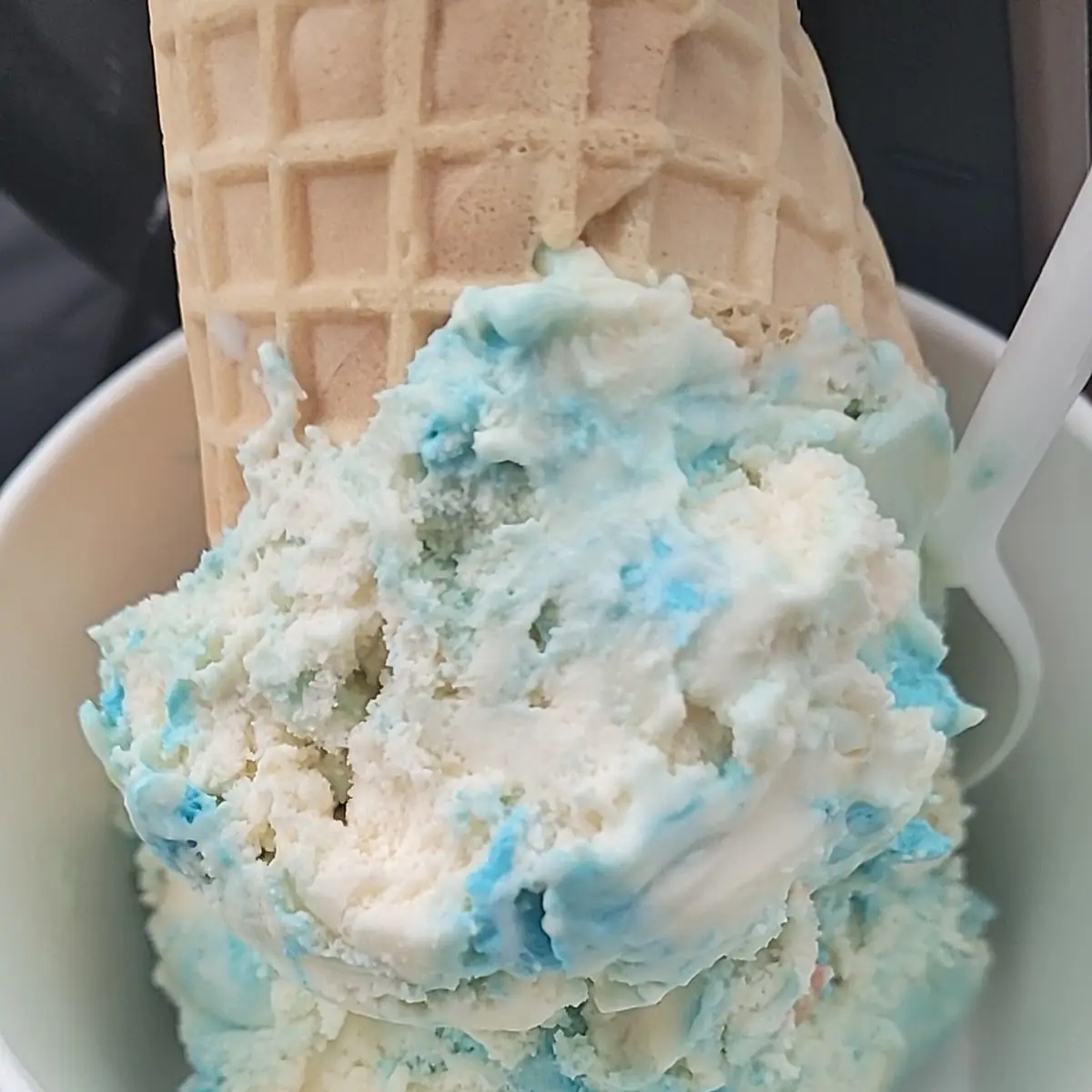 Birthday Cake Double Scoop on a Waffle Cone