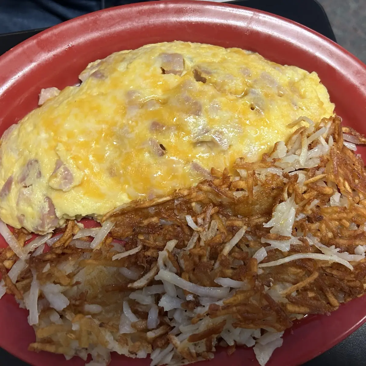 Ham and Cheese Omelette with Hashbrowns