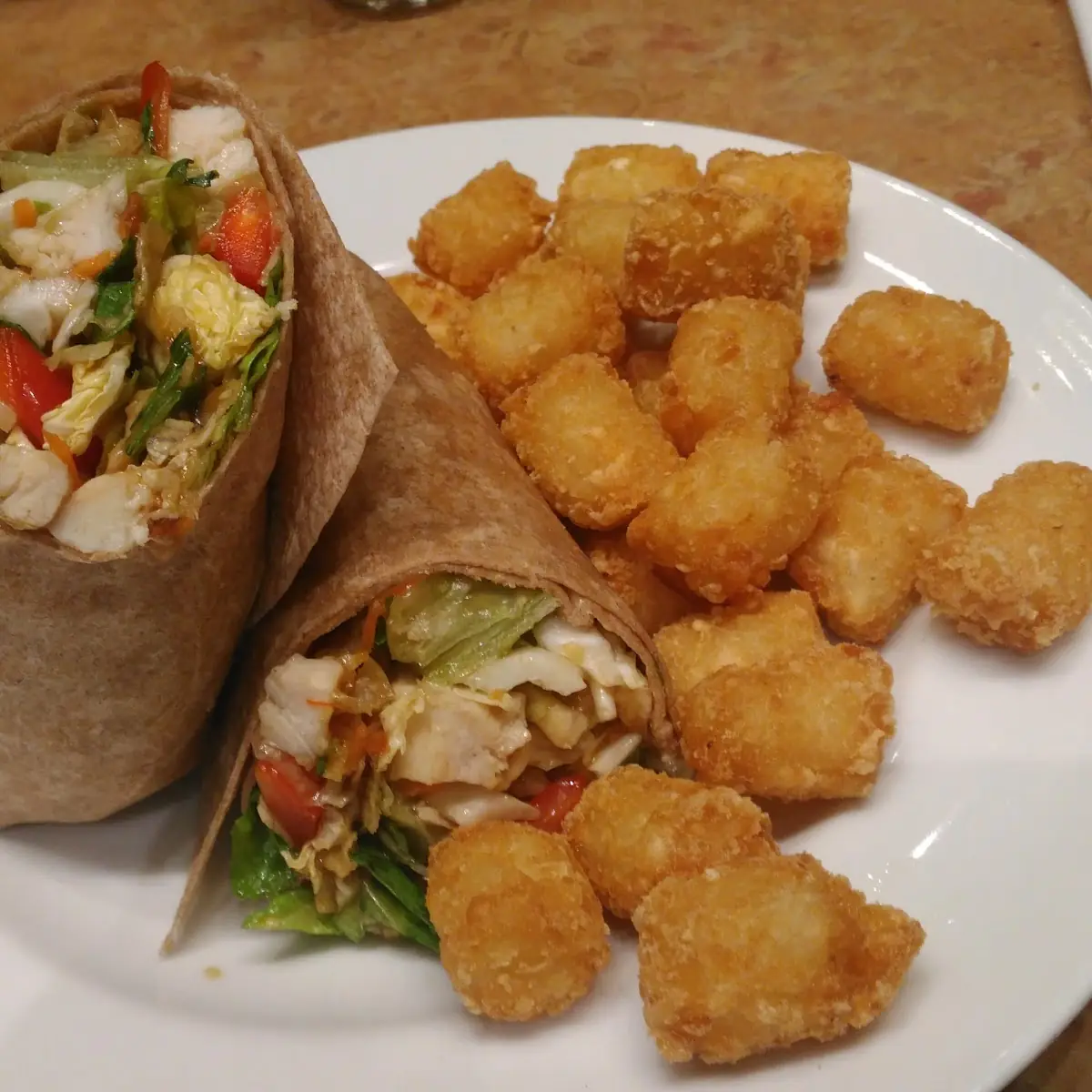Chinese Chicken Wrap with Tater Tots
