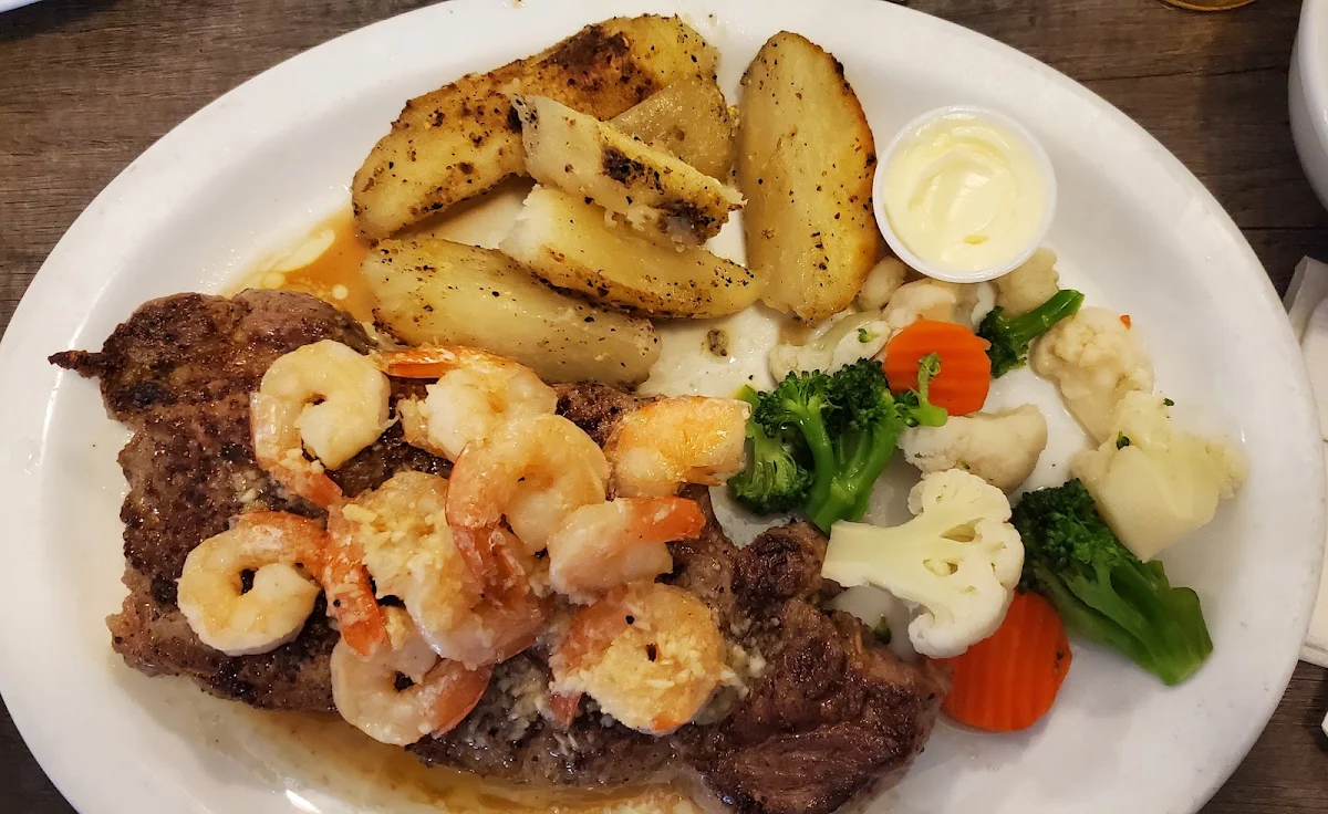 Steak with Garlic Shrimp, Phil's Family Restaurant