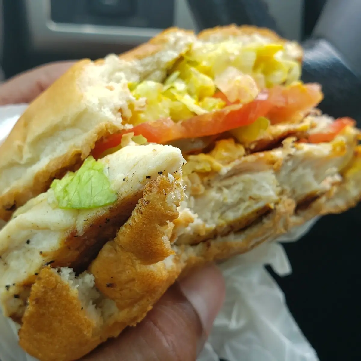 Grilled Chicken Sandwich Cheese Bacon Lettuce Tomato Mustard