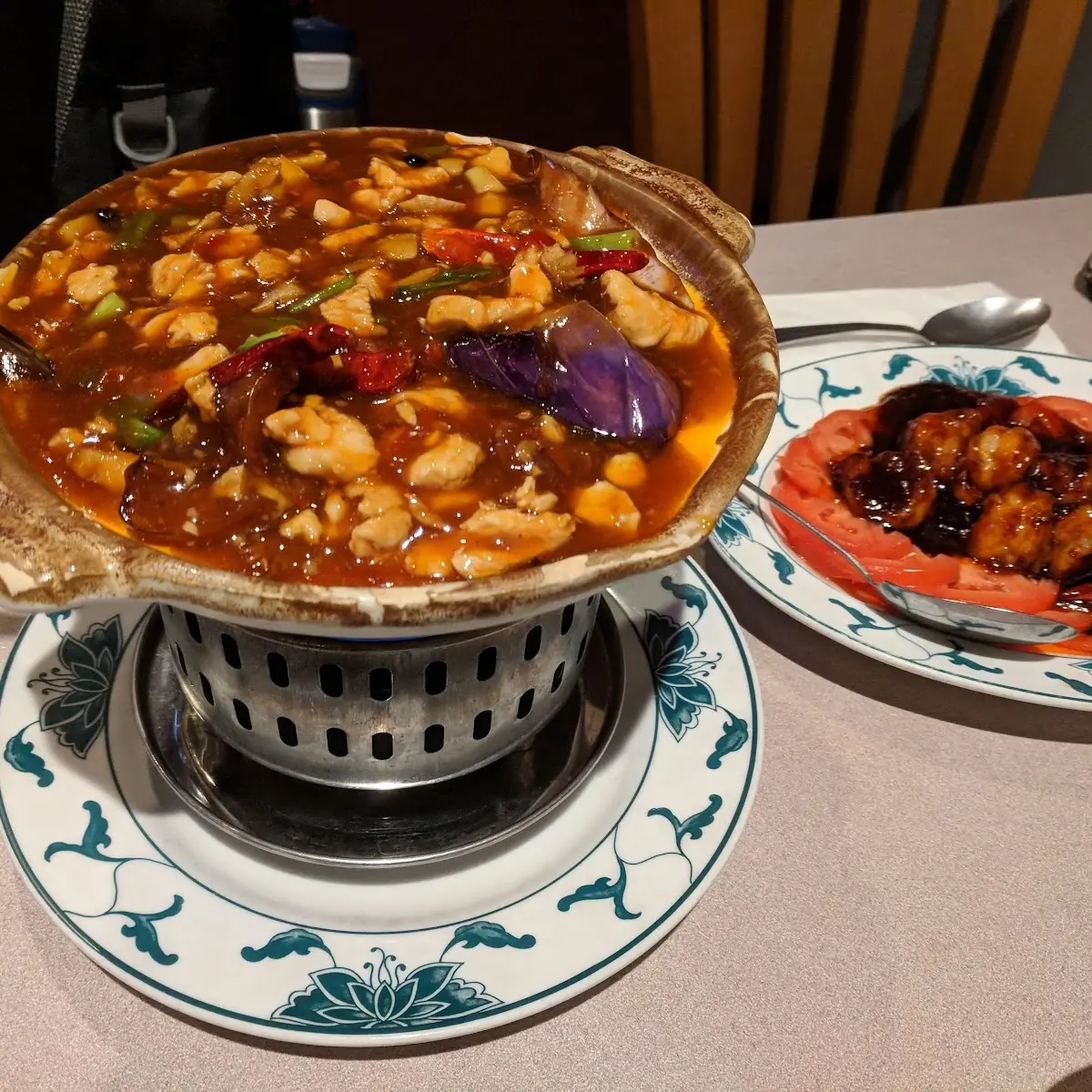 Eggplant Chicken Hot Pot and Shrimp
