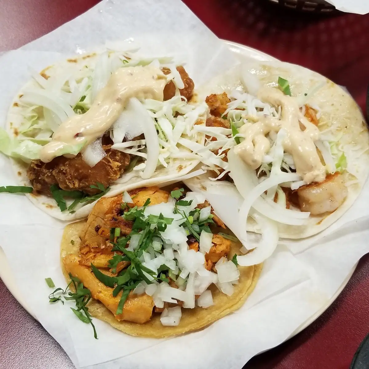 Chicken Fish and Shrimp Tacos