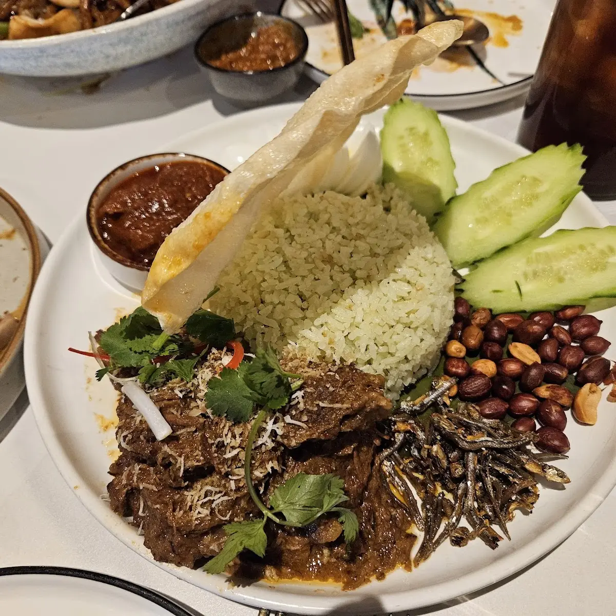Nasi Lemak with Beef Rendang