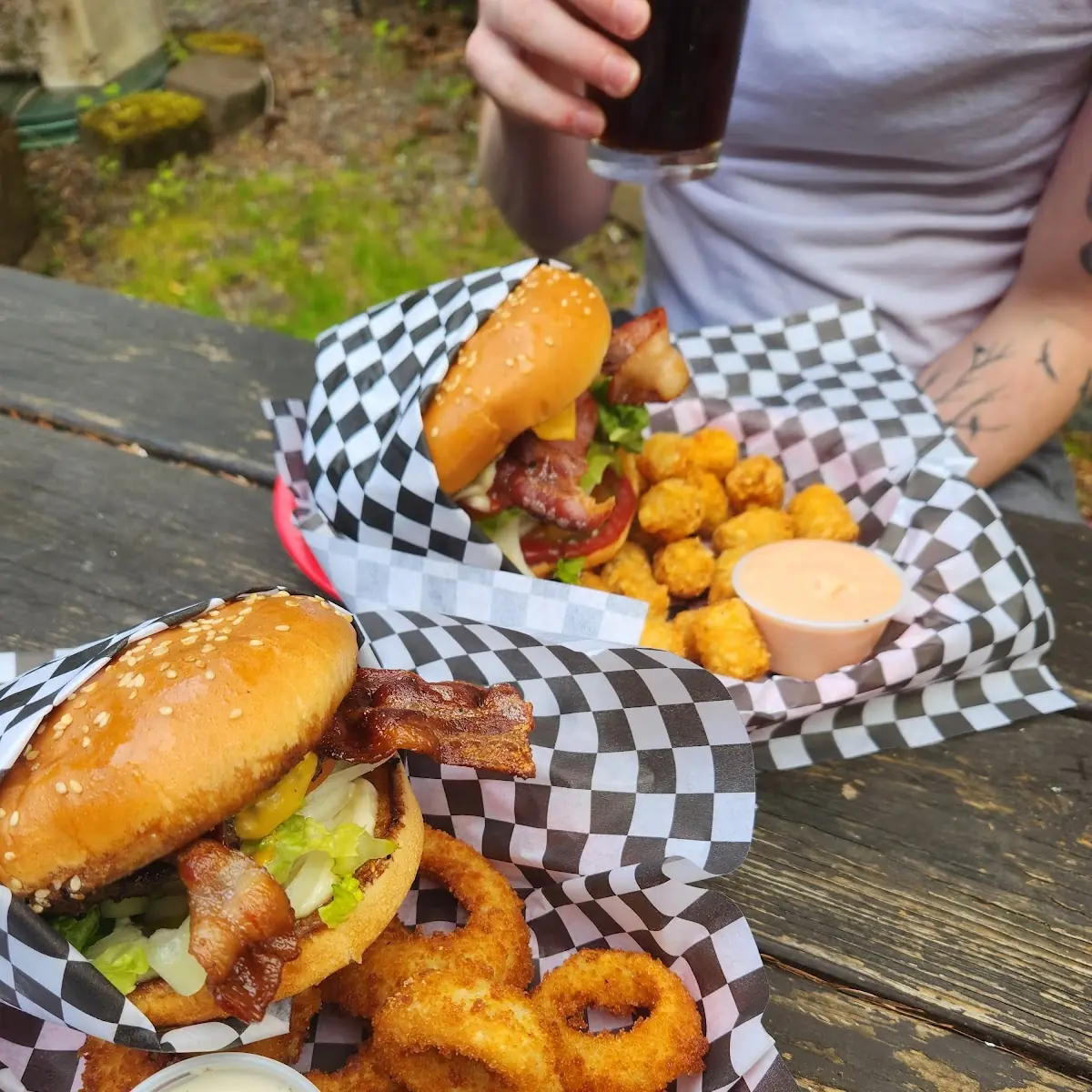 Bacon Cheeseburger and Fir Burger