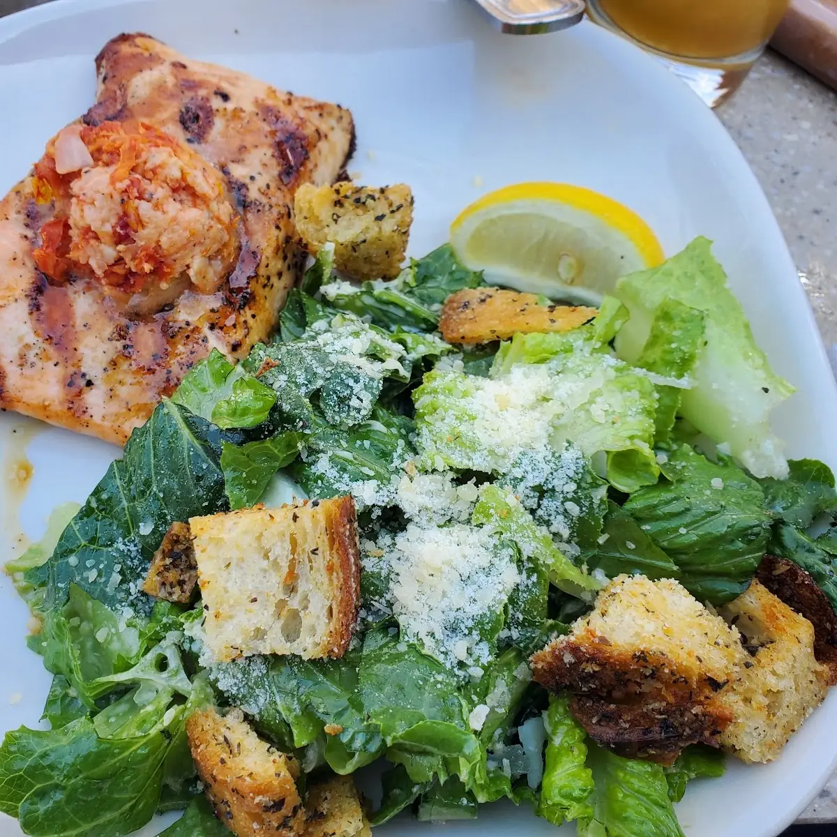 Grilled Salmon with Caesar Salad