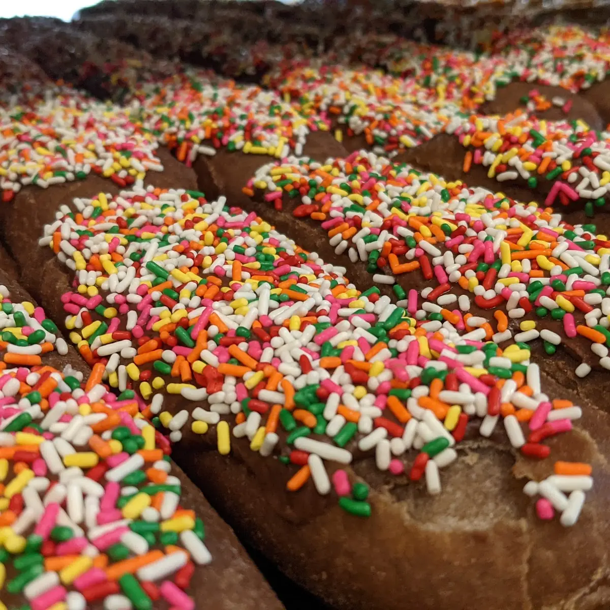 Chocolate Long John with Sprinkles