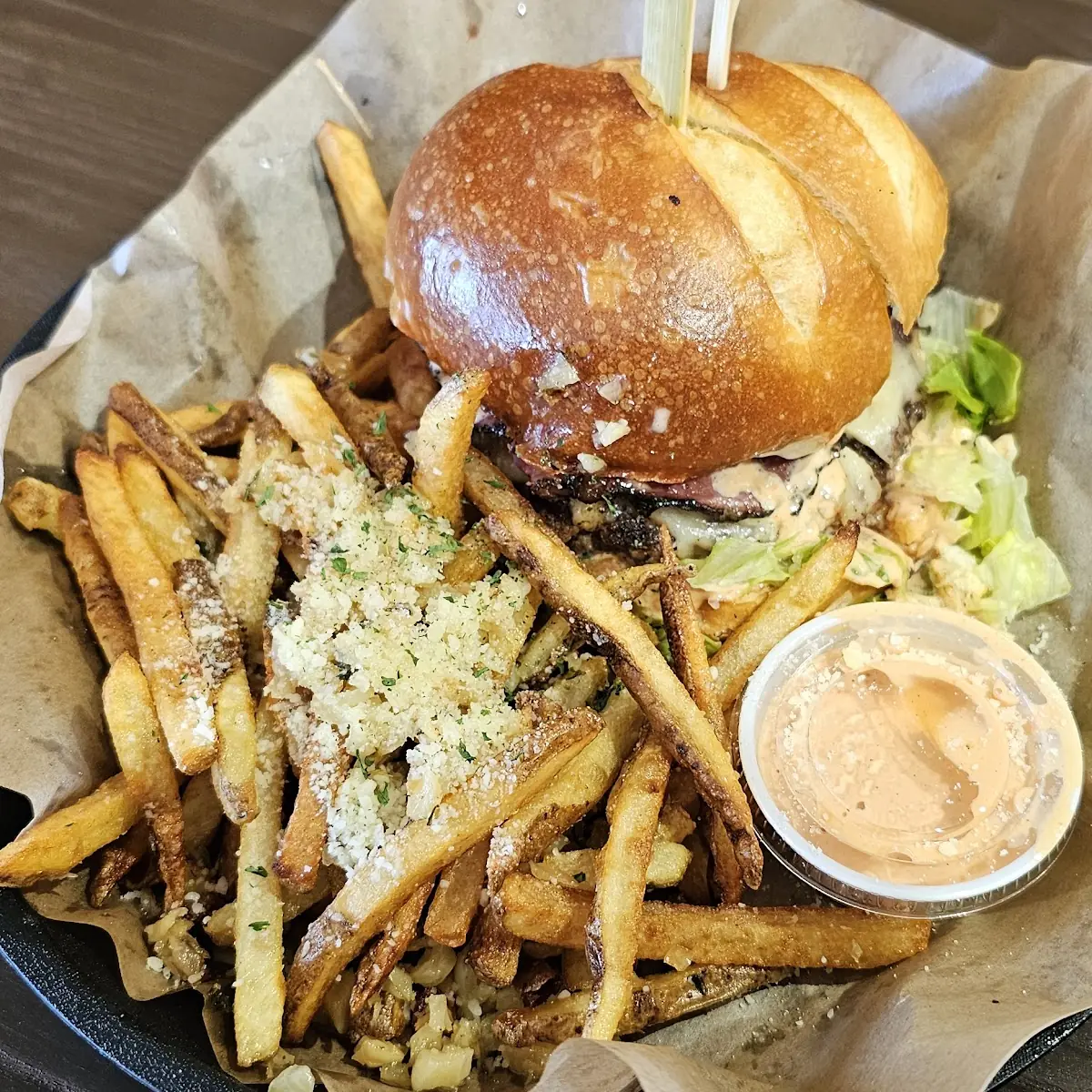 Og Burger with Garlic Parm Fries