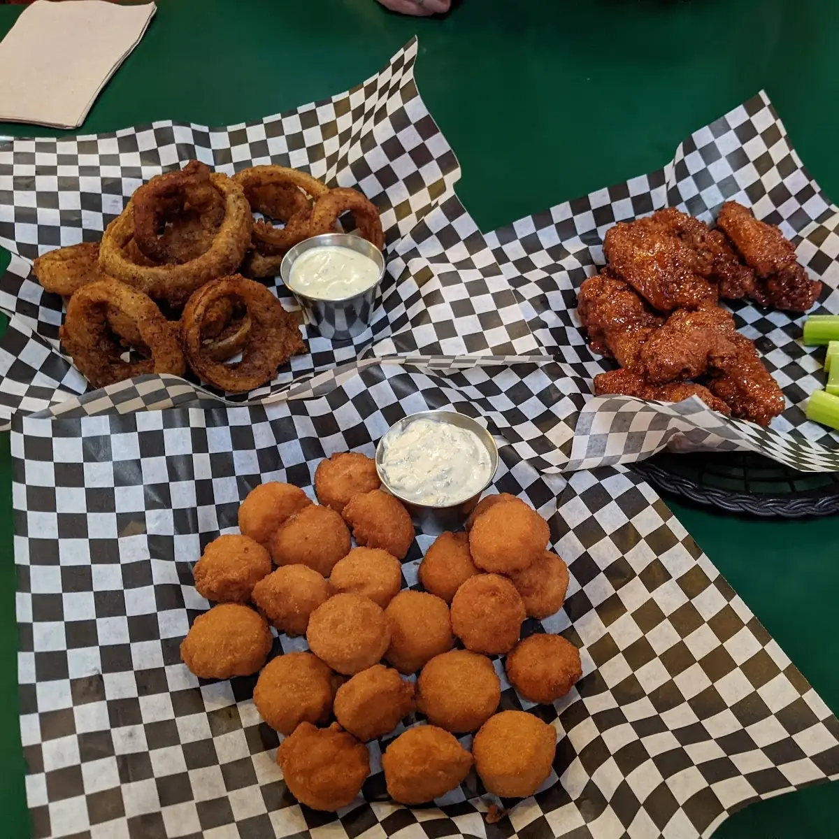 Onion Rings Wings Tater Balls
