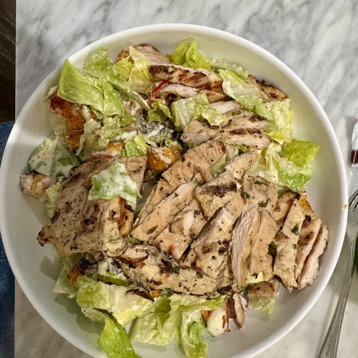 Grilled Chicken Caesar Salad with Breadstick