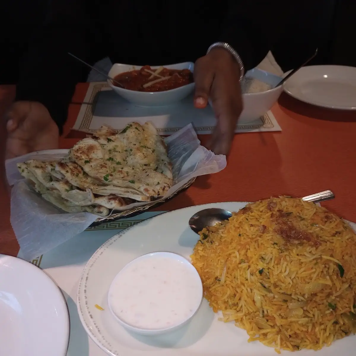 Shrimp Biryani Curry Chicken Garlic Bread