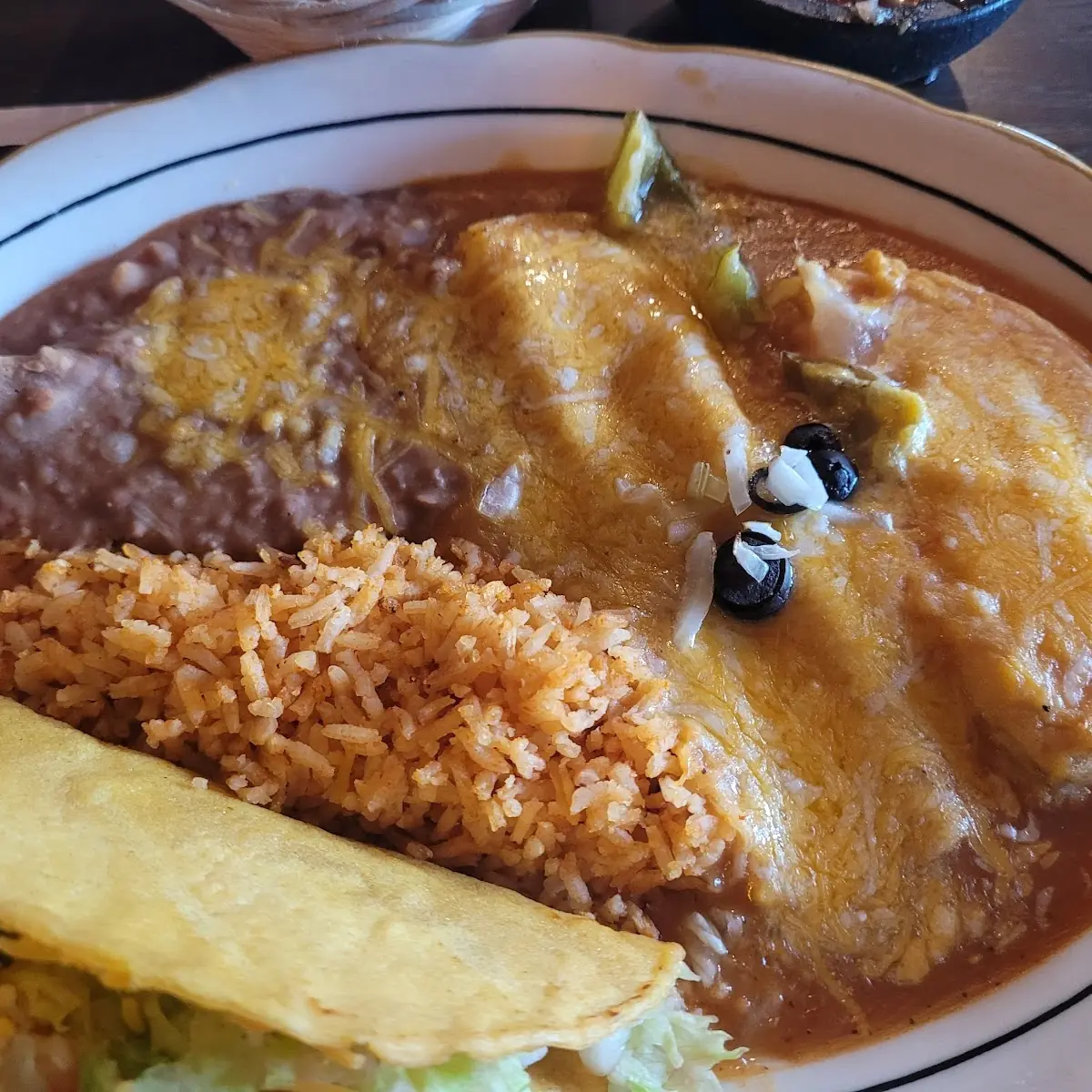 Chile Relleno Enchilada Taco Beans N Rice