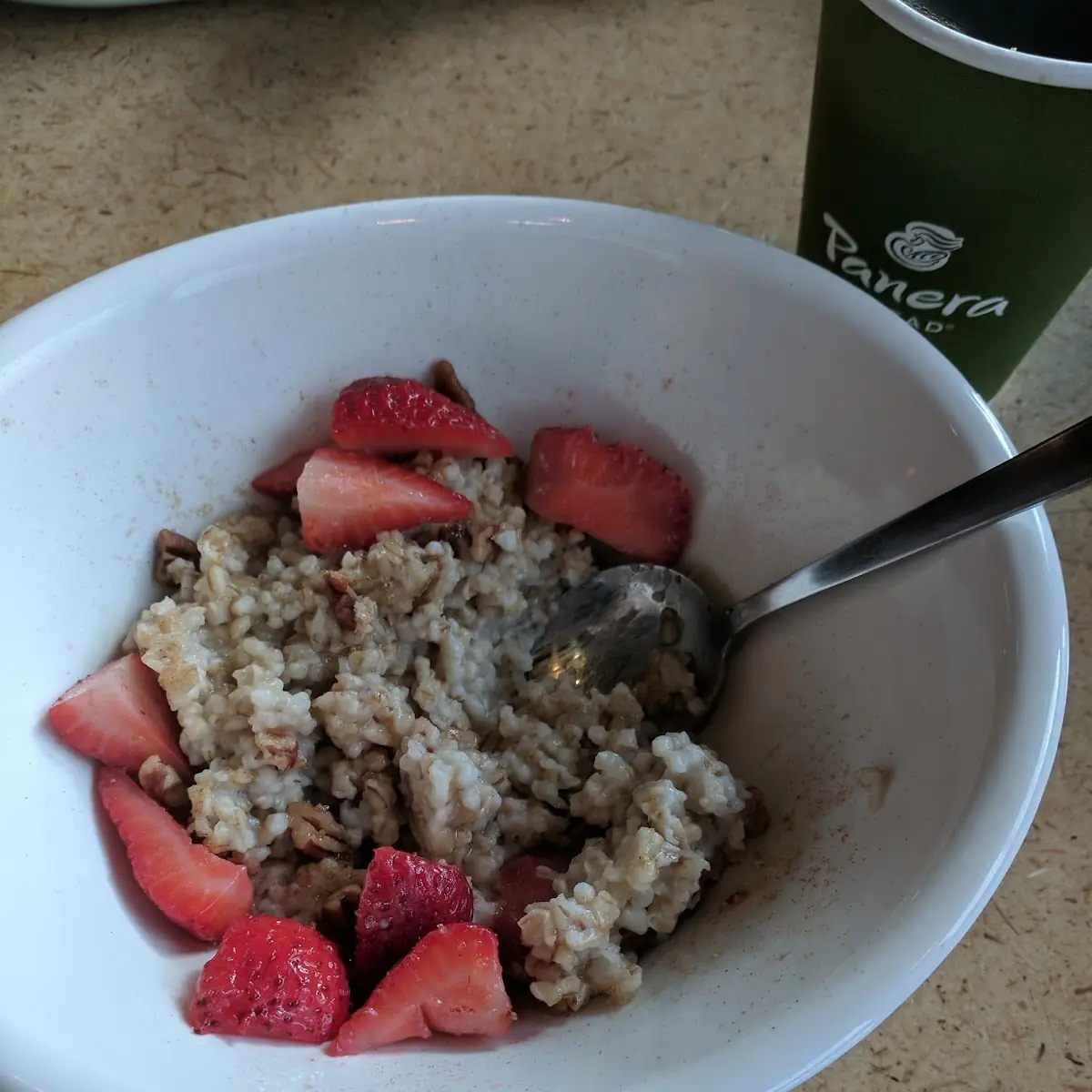 Steel Cut Oatmeal with Strawberries & Pecans