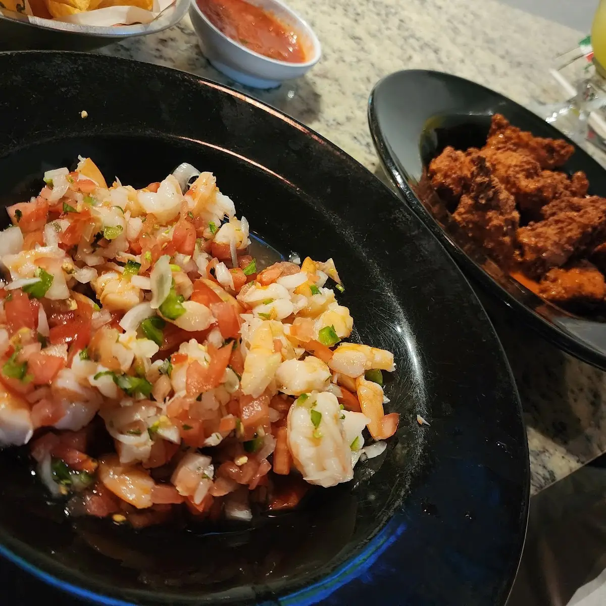 Shrimp Ceviche and Wings