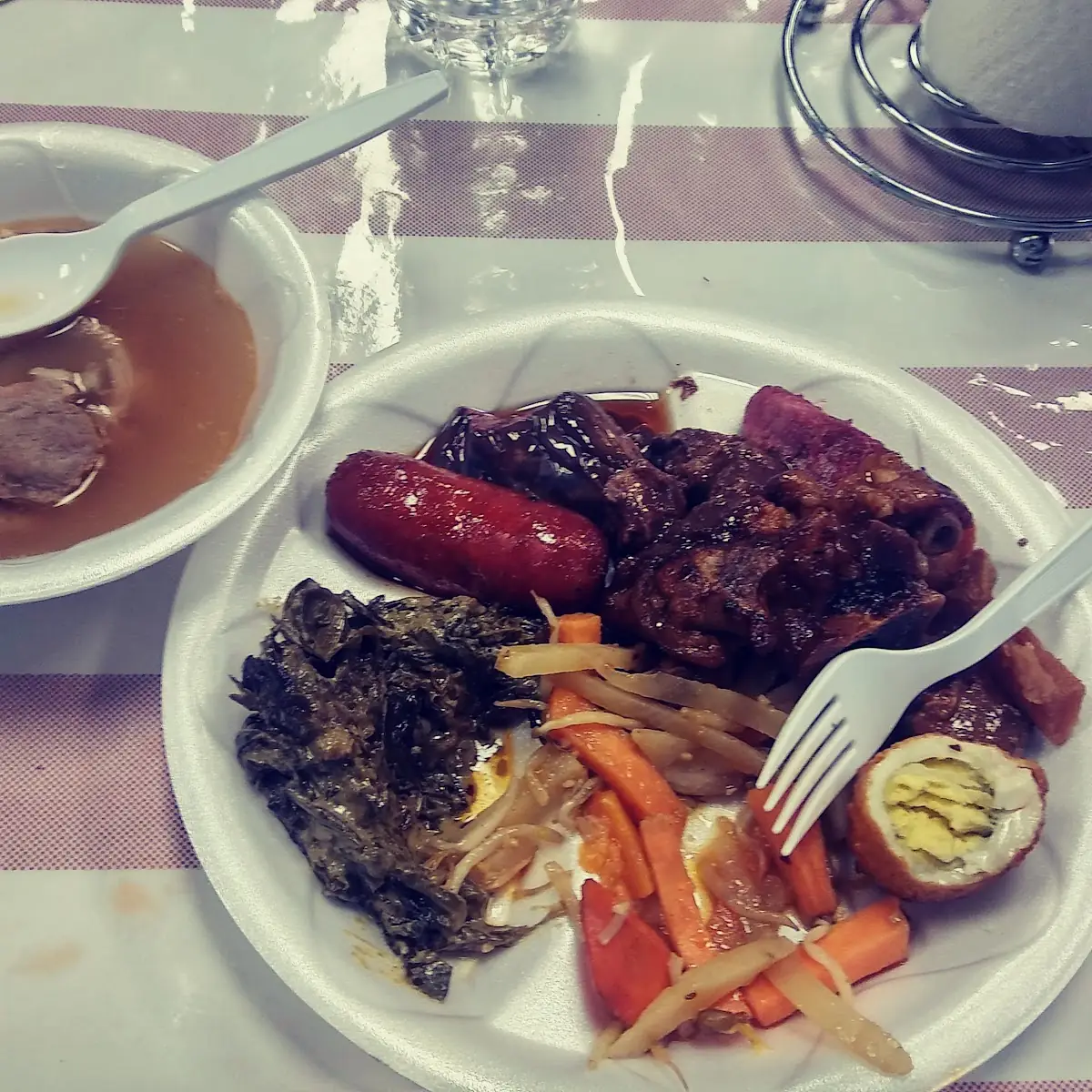 Lentik Soup Red Beans and Stuffed Grape Leaves