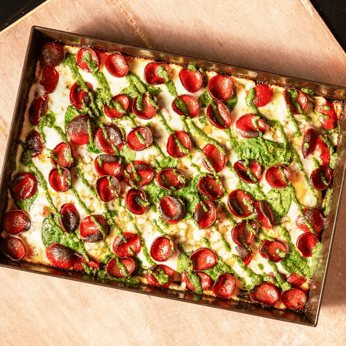 Pesto Pepperoni Pizza