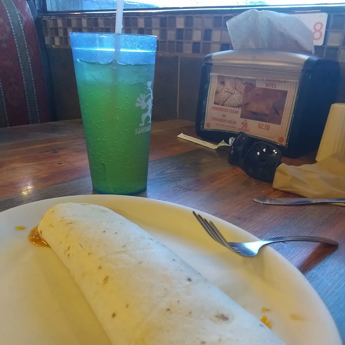Plain Bean and Cheese Burrito with Hot Chili and a Mountain Dew