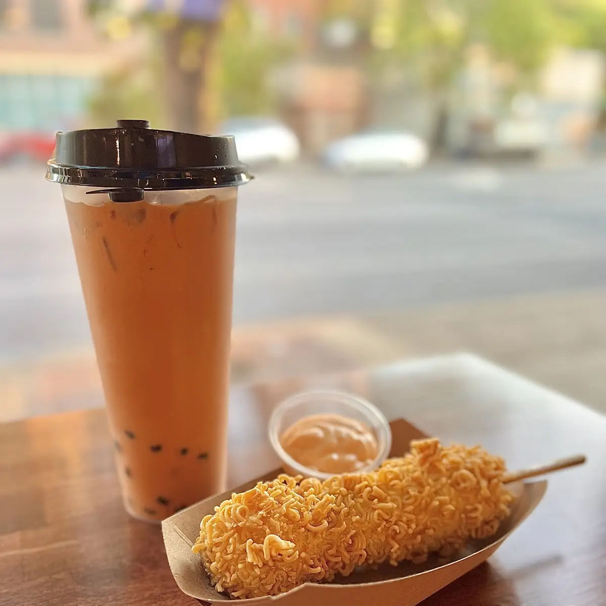 1 Corn Dog and 1 Boba Tea