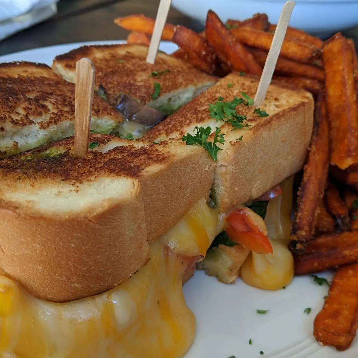 3 Cheeses Beyond Burger with Sweet Potato Fries