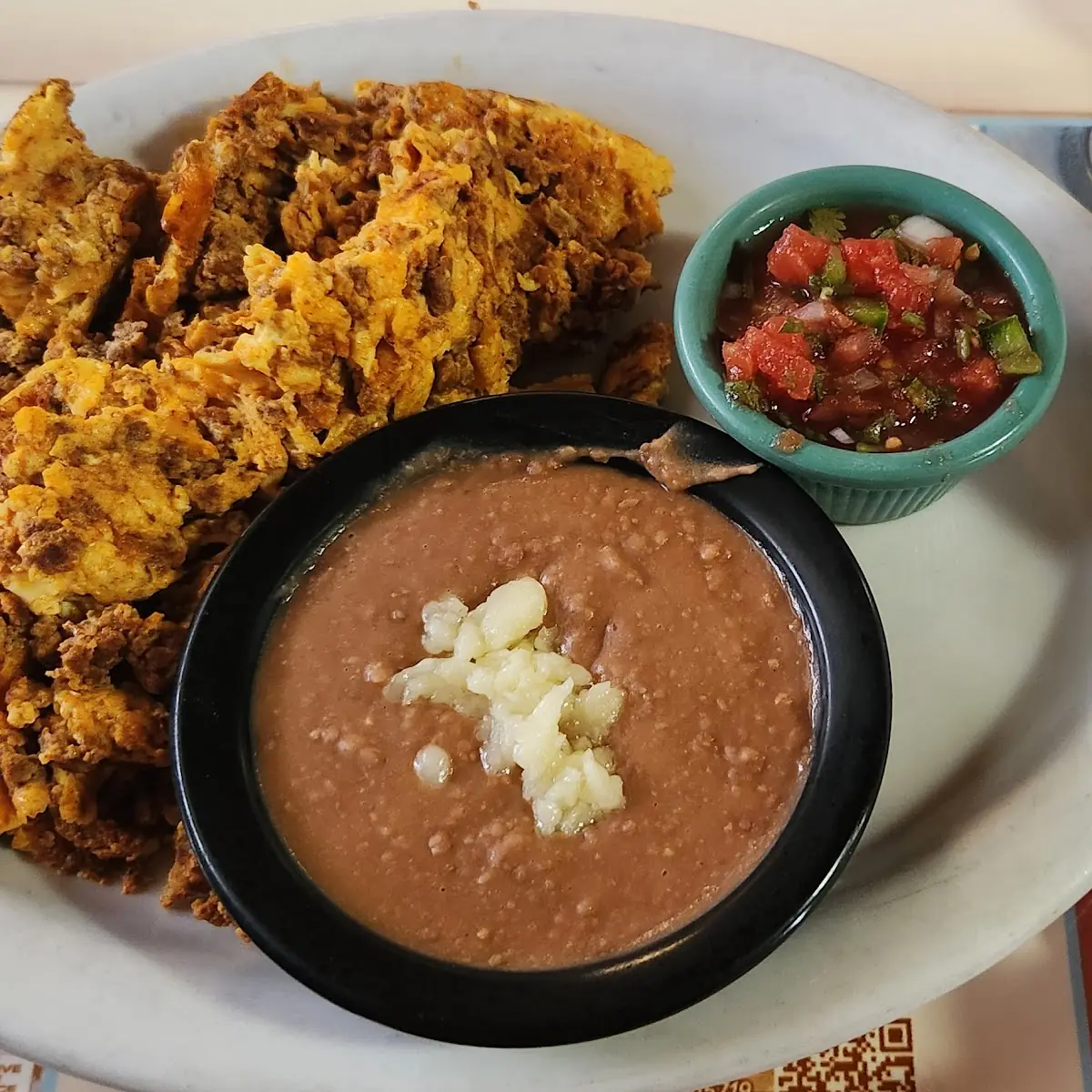 Chorizo and Eggs with Refried Beans