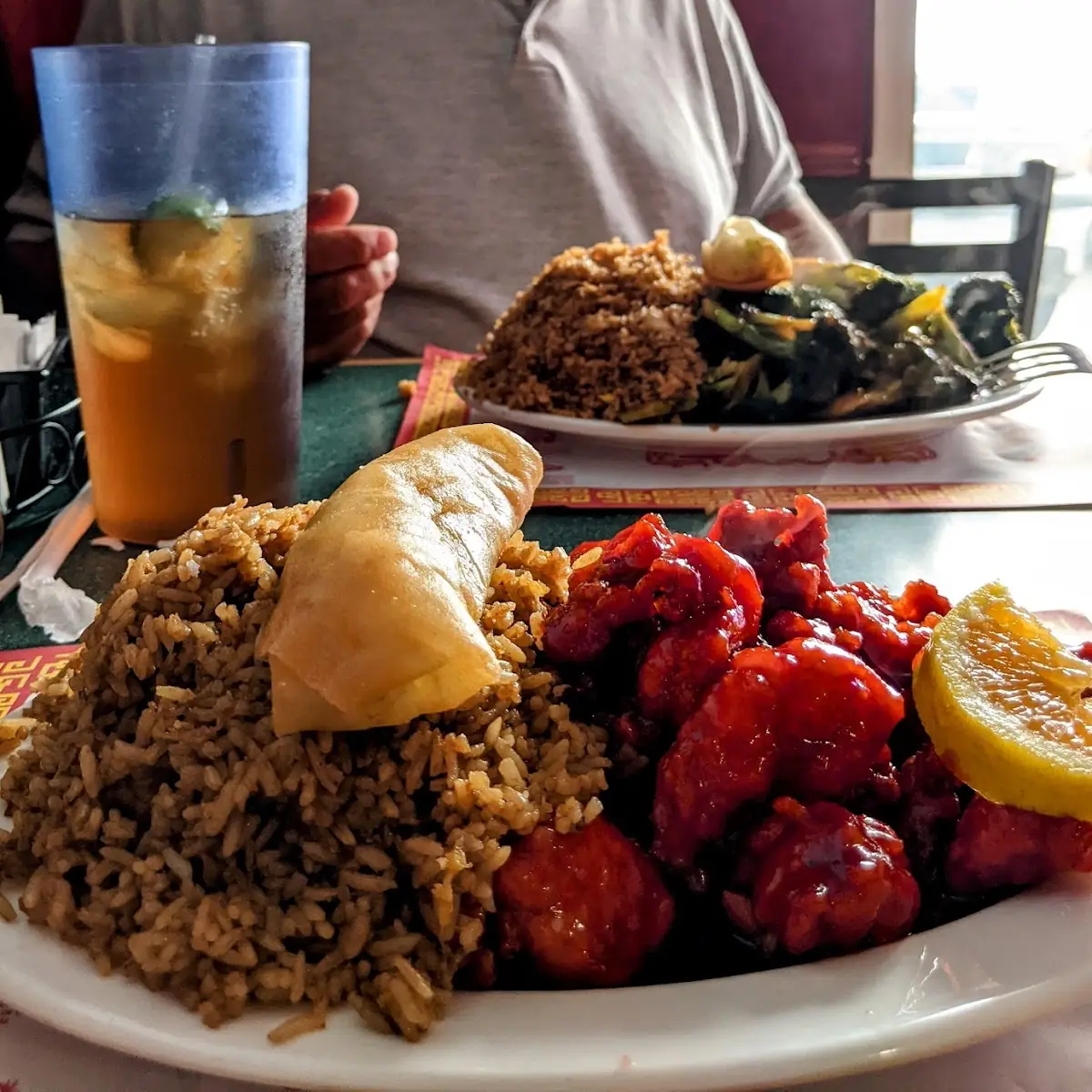 Orange Chicken Fried Rice and Egg Rolls