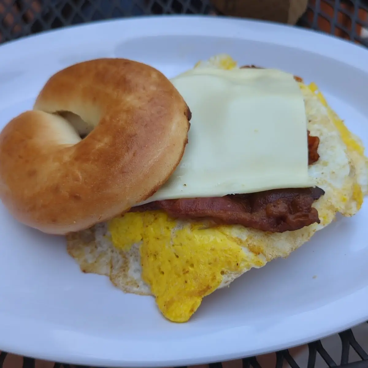 Bacon Egg and Cheese on a Plain Bagel