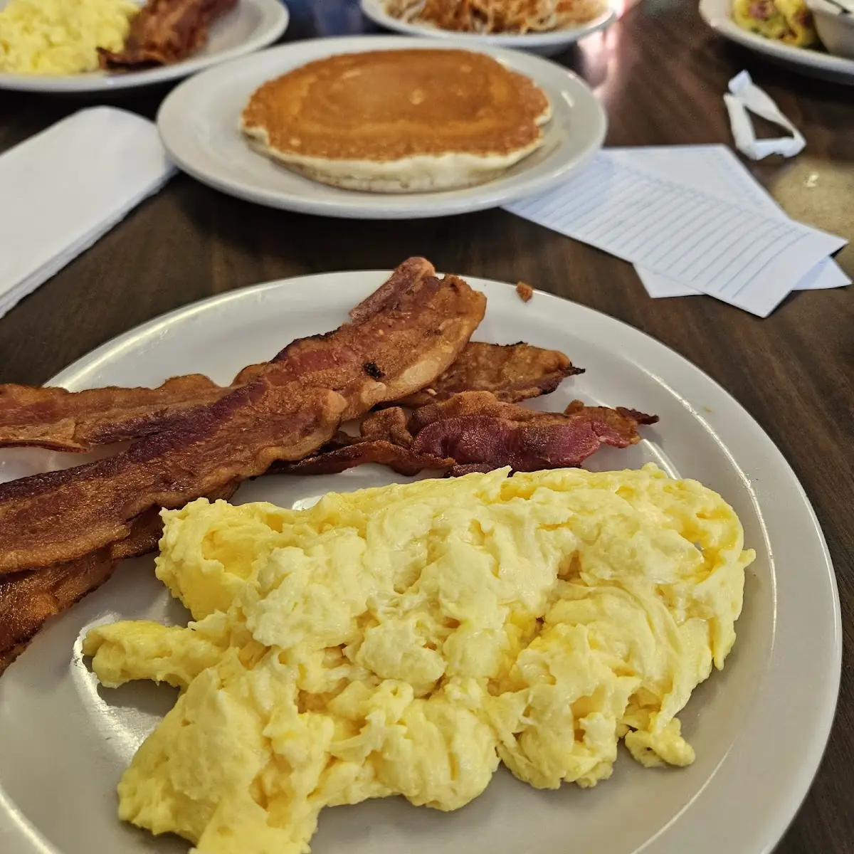 Scrambled Eggs in Pork Sausage and Bacon