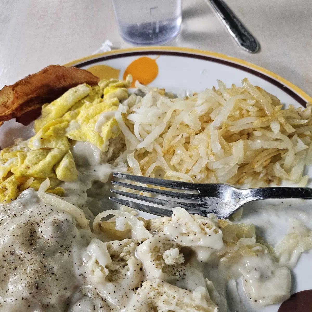 Biscuits and Gravy Bacon Eggs and Hashbrowns