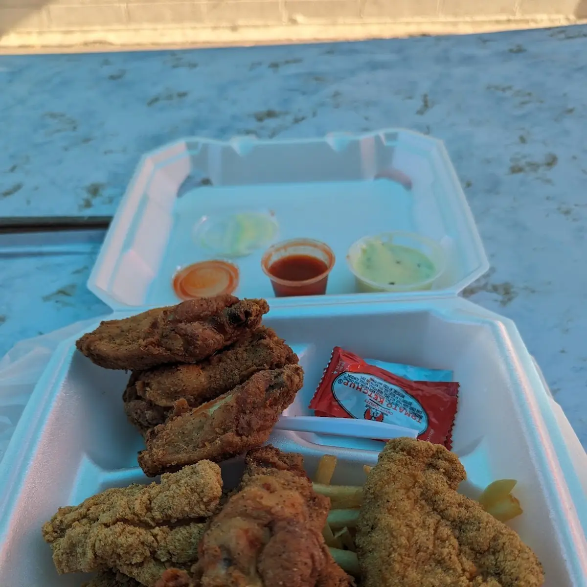 Catfish & Chips with Some Chicken Wings