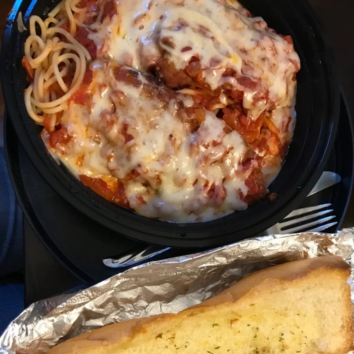 Chicken Parmesan and Garlic Bread